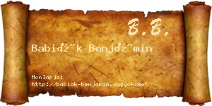Babiák Benjámin névjegykártya
